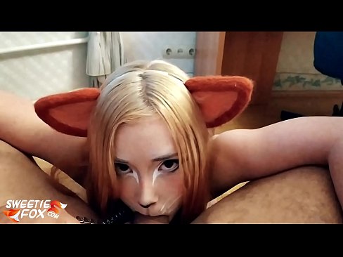 ❤️ Kitsune menelan batang dan air mani di dalam mulutnya ❤️ Lucah pada kami ❌